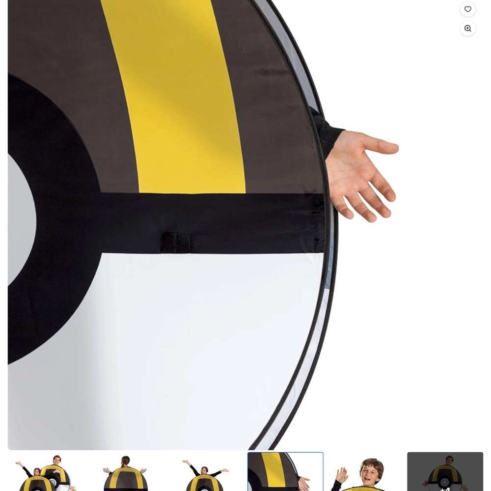 Pokémon Ultra Ball Pop Out Costume Ages 8+ Black White Yellow - Picture 6 of 16